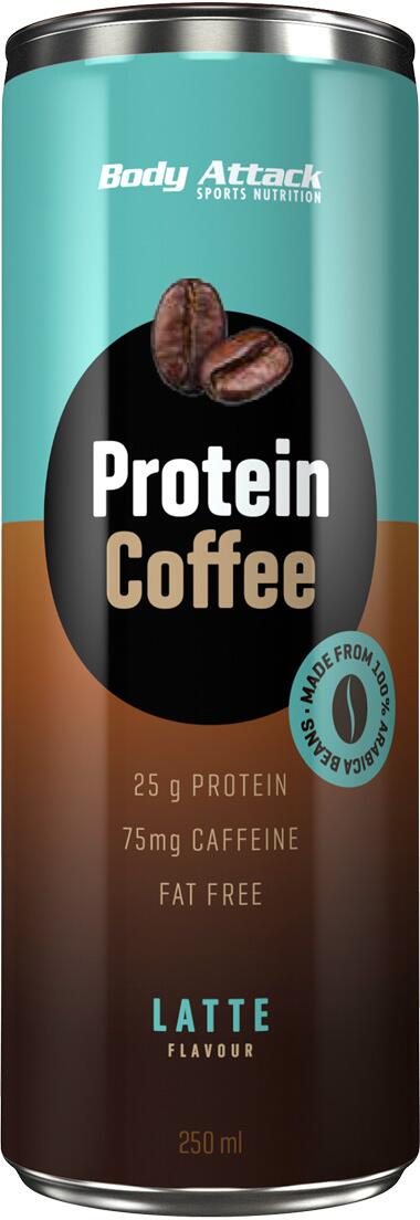 Body Attack Protein Coffee, 1x 250 ml Café Latte + Pfand