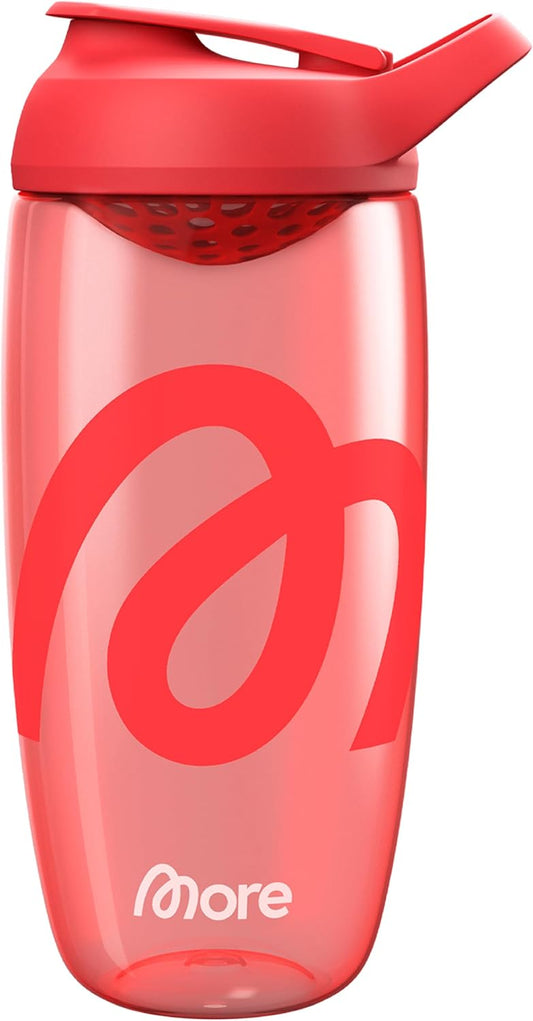 MORE Premium Shaker, 700 ml, Rot, integriertes Mischsieb & Trageschlaufe, geräuschlos, mit hochwertigem ECOZEN Kunststoff