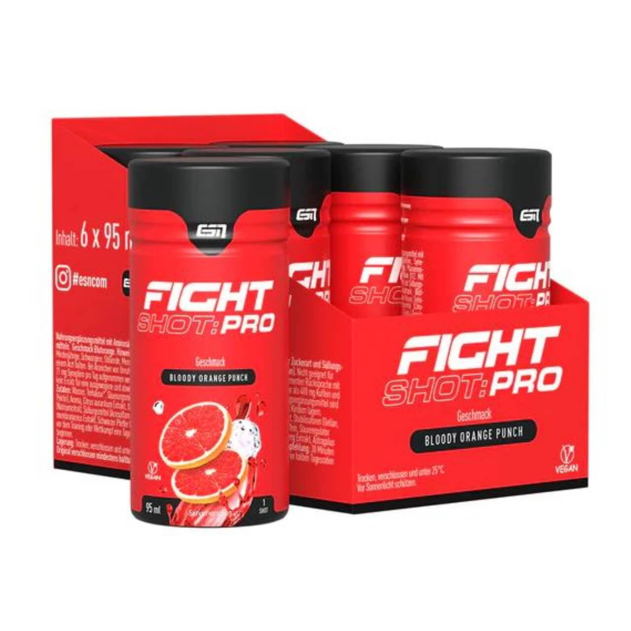 ESN Fight Shot Pro, 6 x 95 ml Shot, Bloody Orange Punch