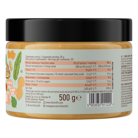 OstroVit Erdnussbutter mit Protein 500 g glatt