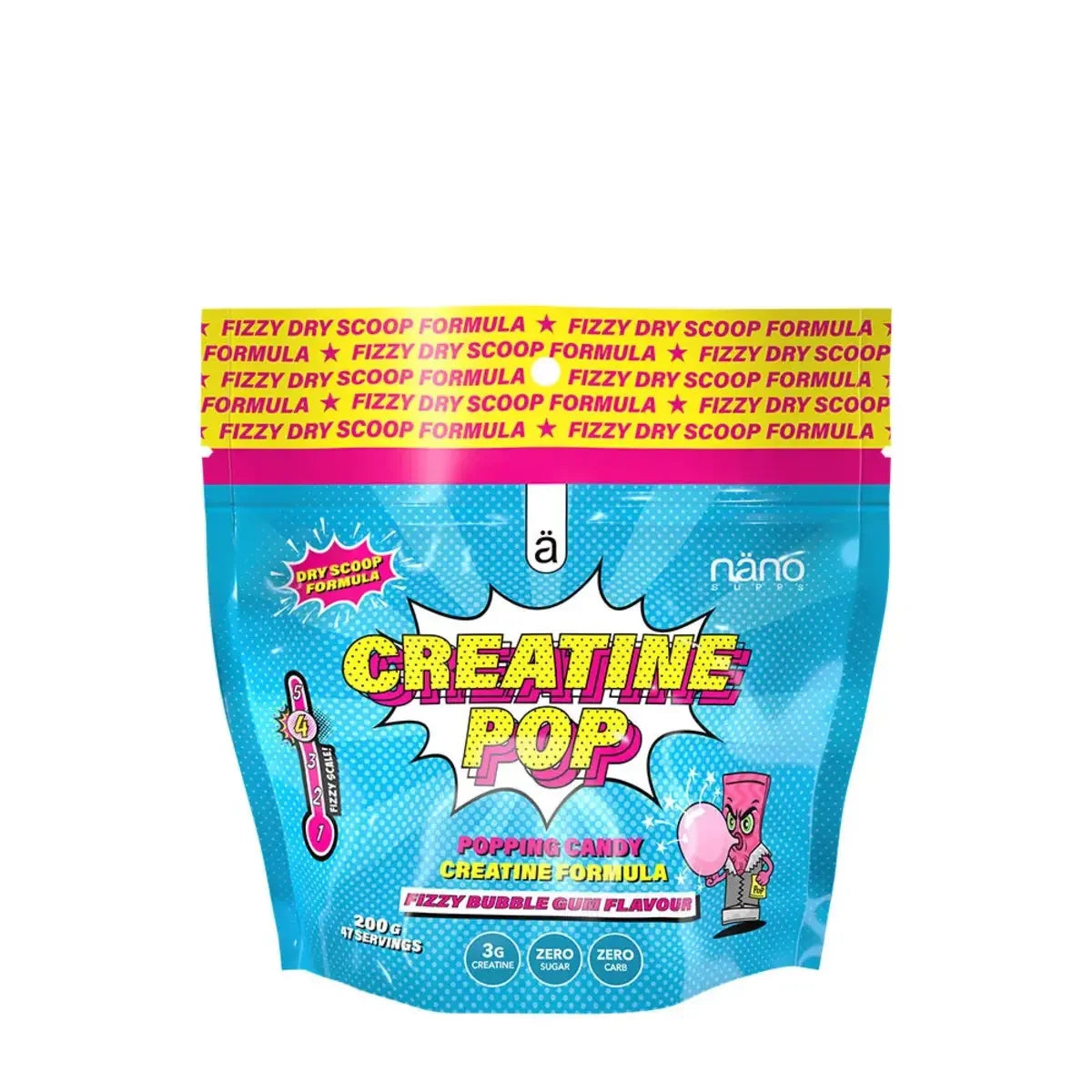 Nanosupps Creatine Pop 200g Fizy Bubble Gum